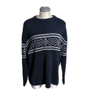 Aeropostale Sweater Mens L Winter Blue Nortic Holiday Snowflake x-mas  knit (h)